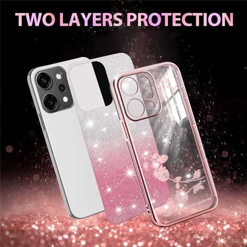 KADEM Für Oppo Reno14 5G (Global) Hülle Blumen TPU Flexible Gradient Handyhülle - Roségold