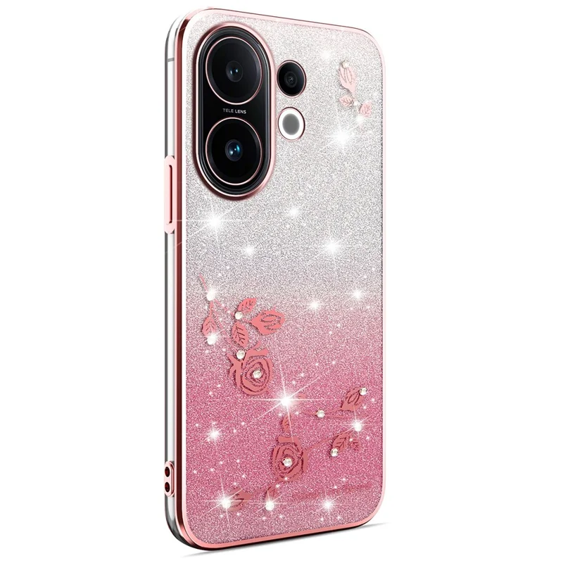 Чехол KADEM для смартфона vivo S30 5G с цветочным узором, гибкий градиентный - Розовое золото
