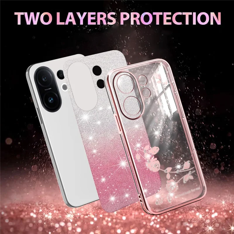 Чехол KADEM для смартфона vivo S30 5G с цветочным узором, гибкий градиентный - Розовое золото