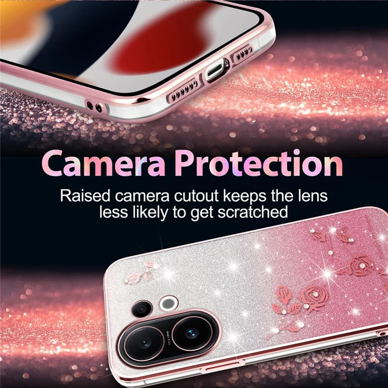 Чехол KADEM для смартфона vivo S30 5G с цветочным узором, гибкий градиентный - Розовое золото