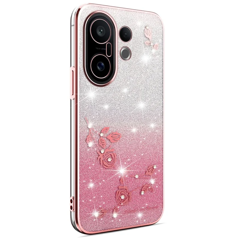 KADEM Для vivo S30 Pro mini 5G Чехол Цветок TPU Гибкий Градиент Чехол для телефона - Розовое золото
