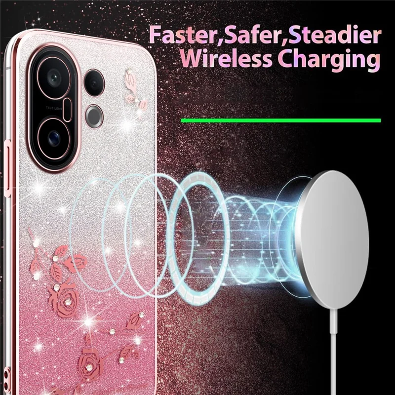 KADEM Для vivo S30 Pro mini 5G Чехол Цветок TPU Гибкий Градиент Чехол для телефона - Розовое золото