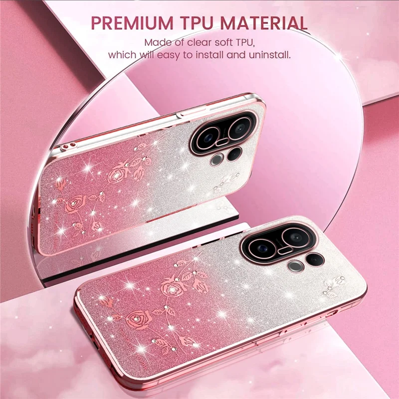 KADEM Для vivo S30 Pro mini 5G Чехол Цветок TPU Гибкий Градиент Чехол для телефона - Розовое золото