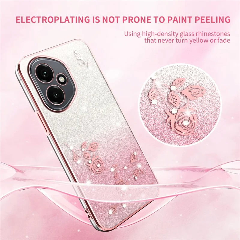 KADEM Pour Honor 400 5G (Global) Étui Fleur TPU Flexible Dégradé Coque de Téléphone - Or Rose