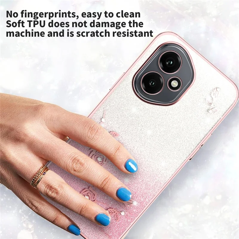 KADEM Pour Honor 400 5G (Global) Étui Fleur TPU Flexible Dégradé Coque de Téléphone - Or Rose