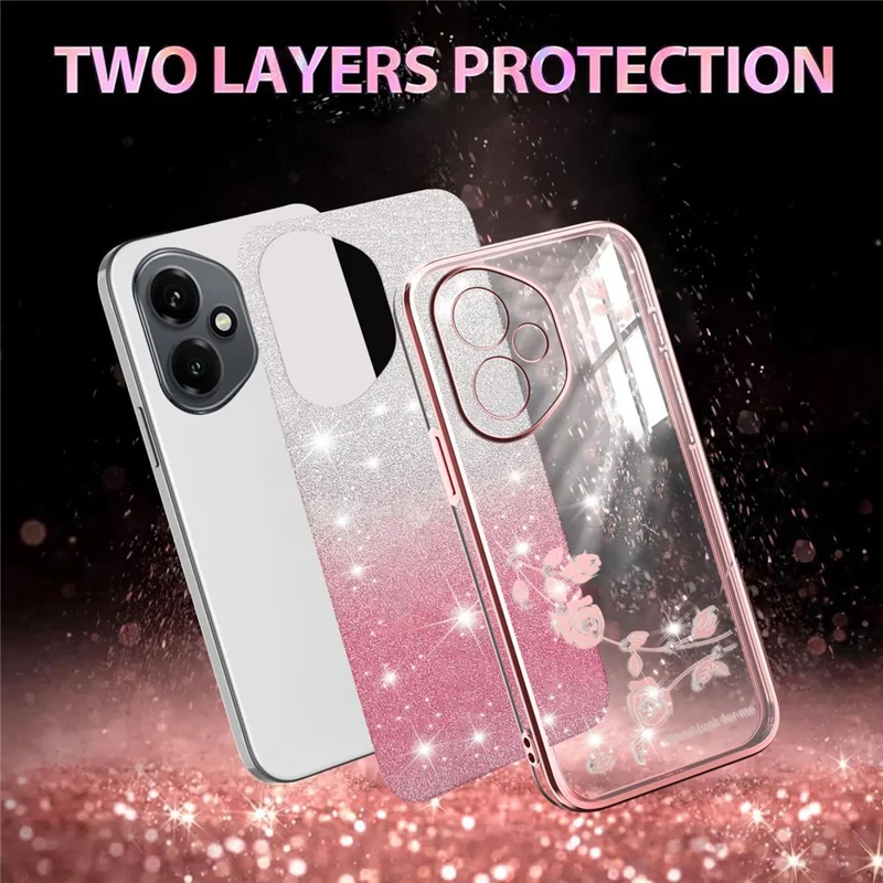 KADEM Pour Honor 400 5G (Global) Étui Fleur TPU Flexible Dégradé Coque de Téléphone - Or Rose