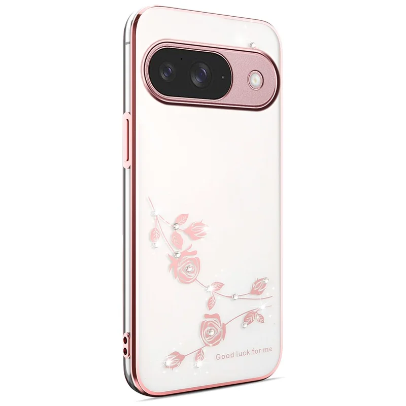 KADEM For Google Pixel 10 / Pixel 10 Pro Case Flower Rhinestone Decor TPU Phone Cover - Rose Gold