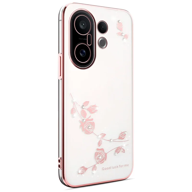 KADEM для vivo S30 Pro mini 5G Чехол с цветочным декором и стразами из ТПУ - Розовое золото