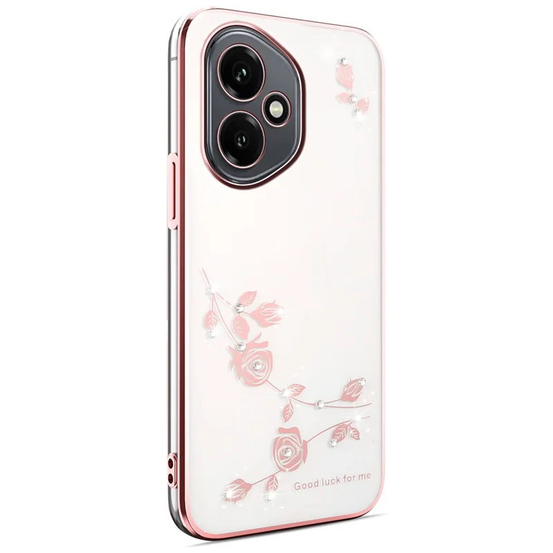 KADEM pour Honor 400 5G (Global) Étui à Strass Floral en TPU pour Téléphone - Or Rose