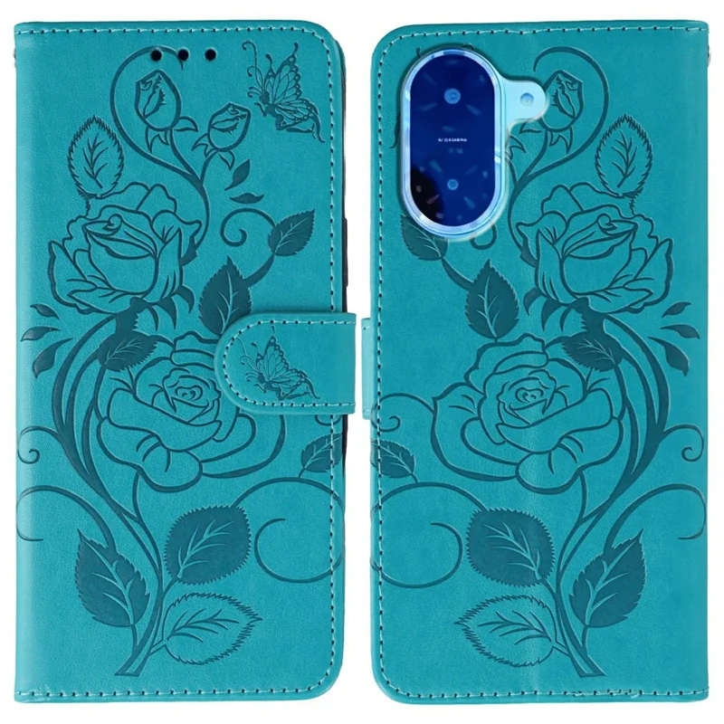Per Xiaomi Redmi A5 4G (171,7 mm) / Custodia Wallet Stand Poco C71 4G Stampata Farfalla Rosa in Pelle PU - Blu