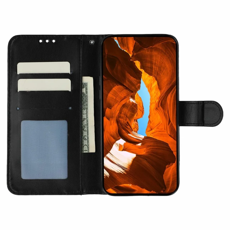 Für Xiaomi Redmi A5 4G (171,7mm) / Poco C71 4G Hülle PU-Leder Flip Wallet Handyhülle mit Trageriemen - Schwarz