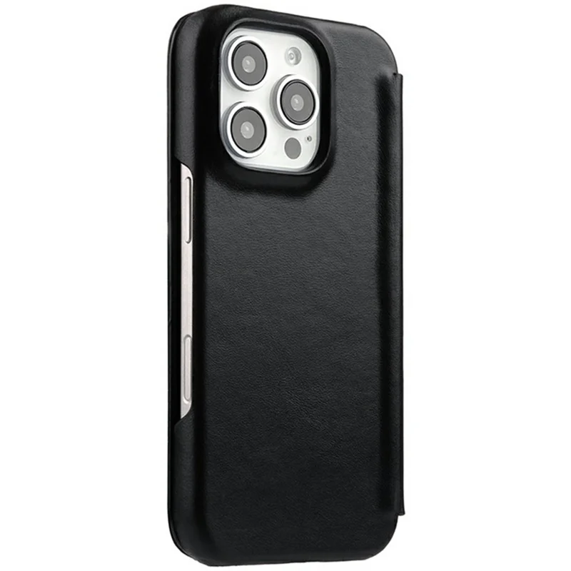 MELKCO For iPhone 16 Pro Max Case Compatible with MagSafe Card Slots Genuine Cow Leather Phone Cover - Black