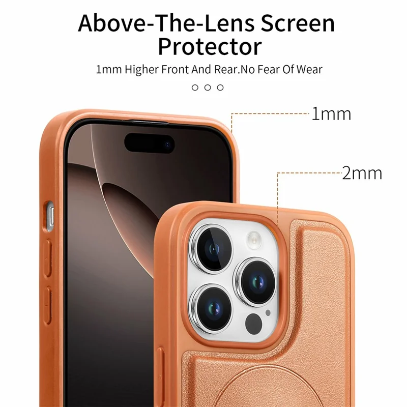 CASENEO For iPhone 16 Pro Magnetic Case Wristband PU Leather + PC Shockproof Phone Cover - Brown