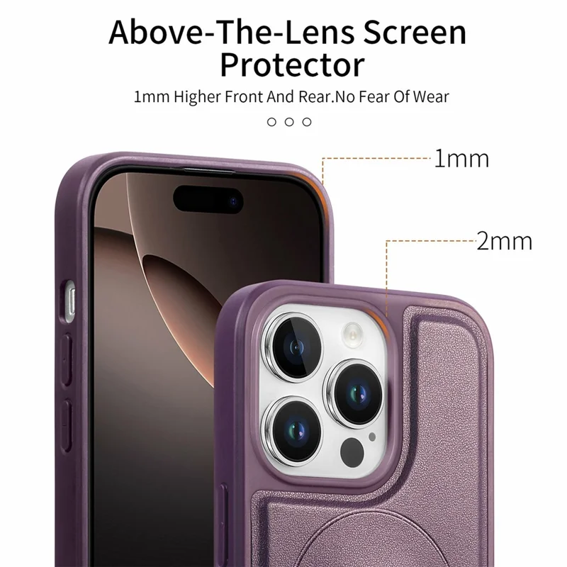 CASENEO For iPhone 16 Pro Magnetic Case Wristband PU Leather + PC Shockproof Phone Cover - Purple