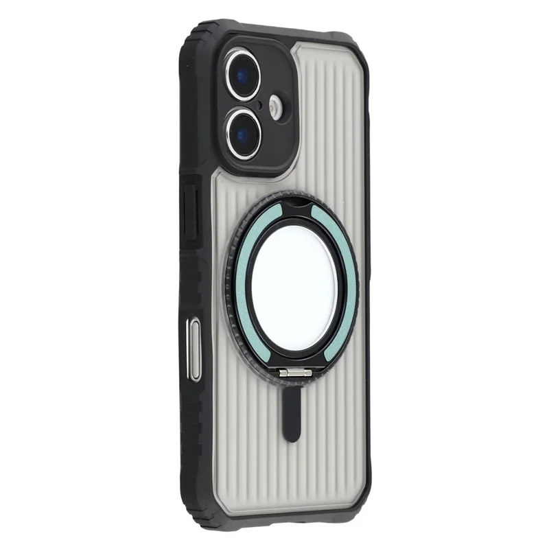 For iPhone 16 Magnetic Case with Kickstand PC + TPU Phone Back Cover - Cyan