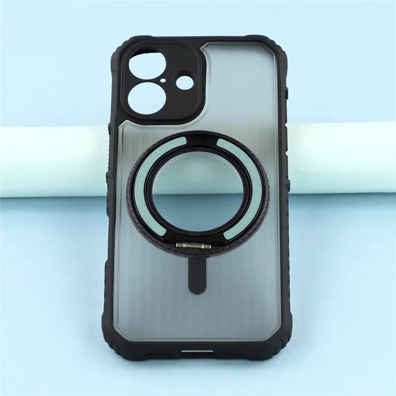 For iPhone 16 Magnetic Case with Kickstand PC + TPU Phone Back Cover - Cyan
