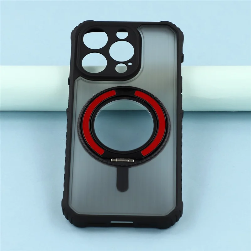 For iPhone 15 Pro Magnetic Case with Kickstand PC + TPU Phone Back Cover - Red