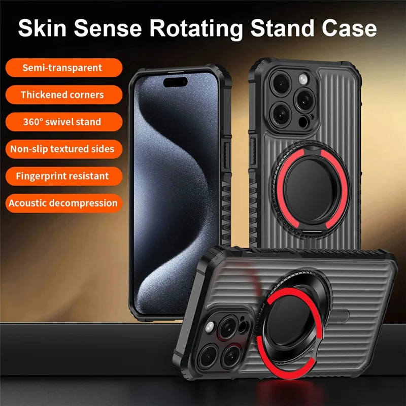 For iPhone 15 Pro Max Magnetic Case with Kickstand PC + TPU Phone Back Cover - Sapphire