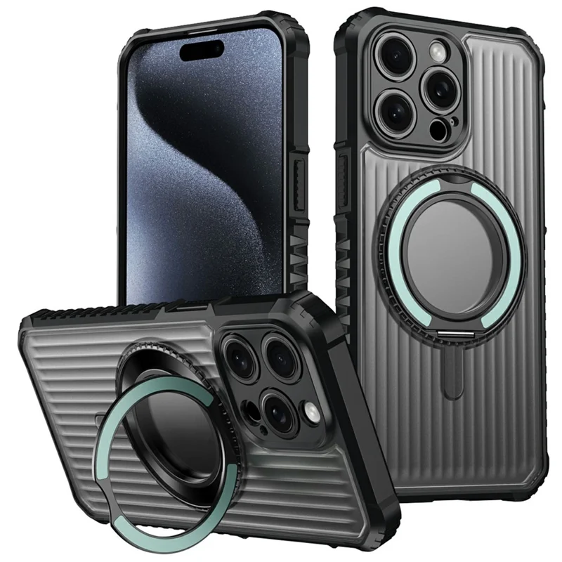 Чехол для iPhone 14 Pro Max с магнитной подставкой, из поликарбоната и TPU - Бирюзовый