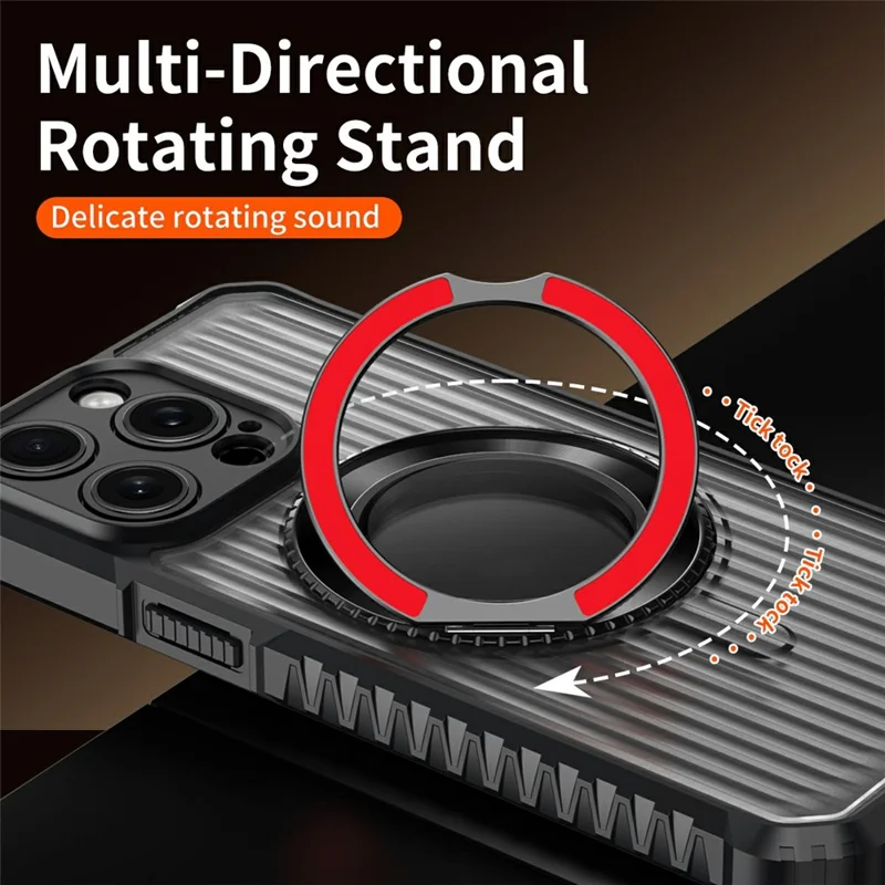 For iPhone 14 Pro Max Magnetic Case with Kickstand PC + TPU Phone Back Cover - Black