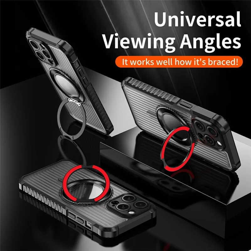 For iPhone 14 Pro Max Magnetic Case with Kickstand PC + TPU Phone Back Cover - Black
