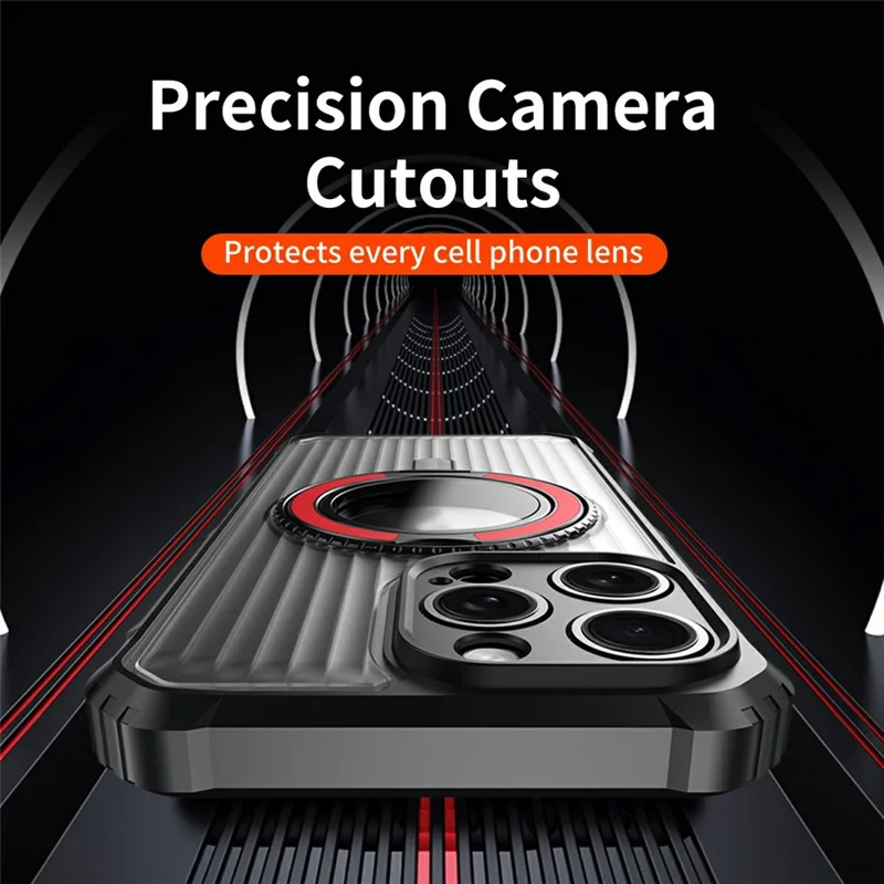 For iPhone 14 Pro Max Magnetic Case with Kickstand PC + TPU Phone Back Cover - Black