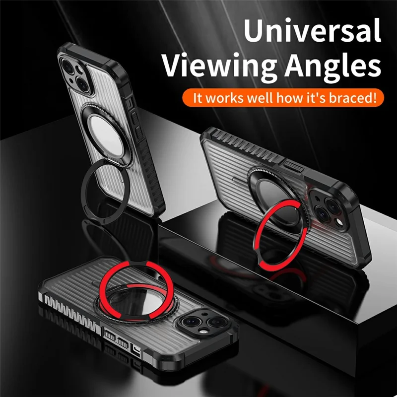 For iPhone 14 Magnetic Case with Kickstand PC + TPU Phone Back Cover - Red