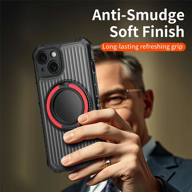For iPhone 14 Magnetic Case with Kickstand PC + TPU Phone Back Cover - Red