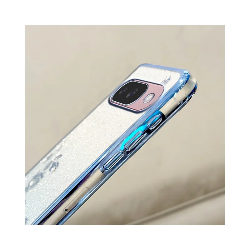 KADEM For Google Pixel 10 / 10 Pro Case Flower Pattern TPU Gradient Phone Cover with Lanyards - Rose Gold
