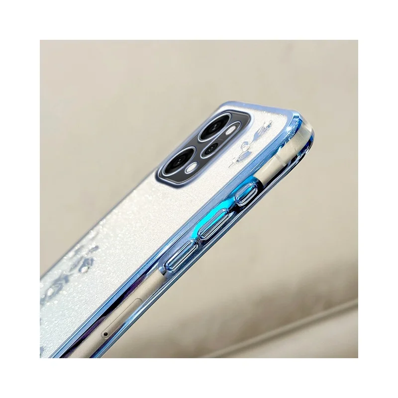 KADEM For Oppo Reno14 Pro 5G (Global) Case Flower Pattern TPU Gradient Phone Cover with Lanyards - Rose Gold