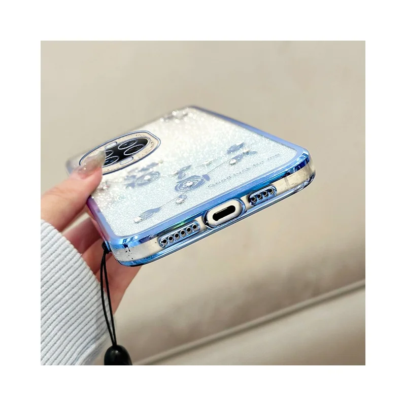 KADEM For Huawei nova 14 Ultra 5G Case Flower Pattern TPU Gradient Phone Cover with Lanyards - Rose Gold