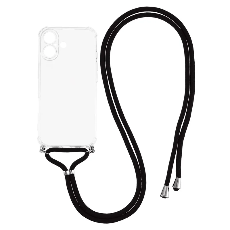Étui iPhone 17 Coin renforcé Couverture de téléphone TPU transparente avec dragonne
