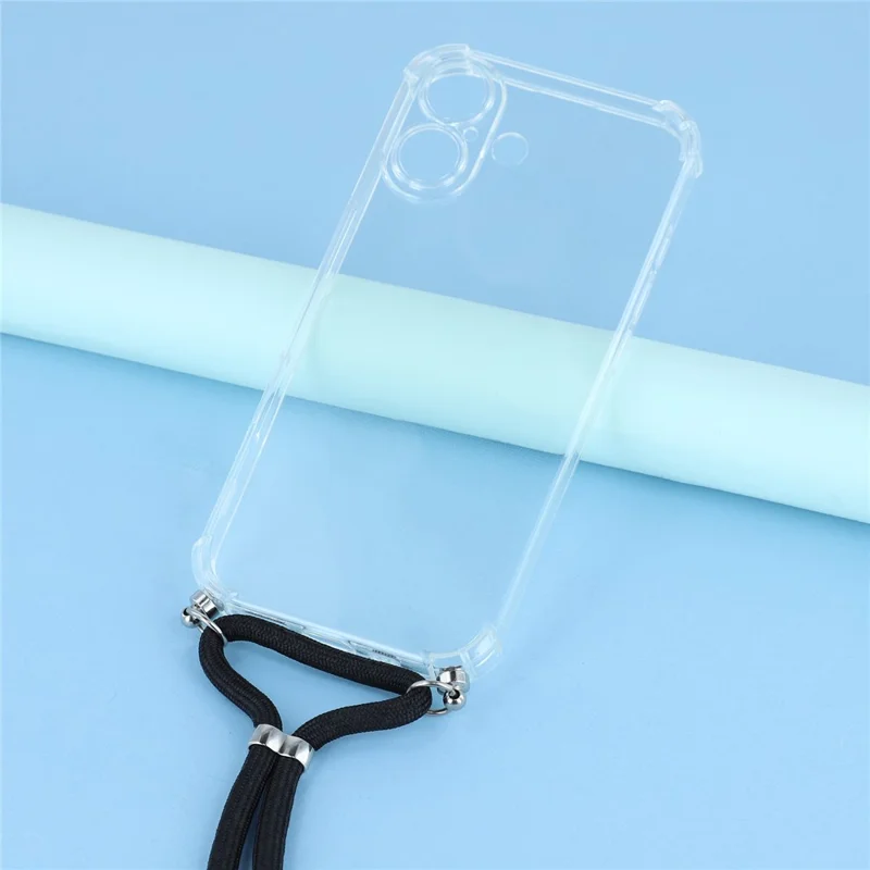 Étui iPhone 17 Coin renforcé Couverture de téléphone TPU transparente avec dragonne