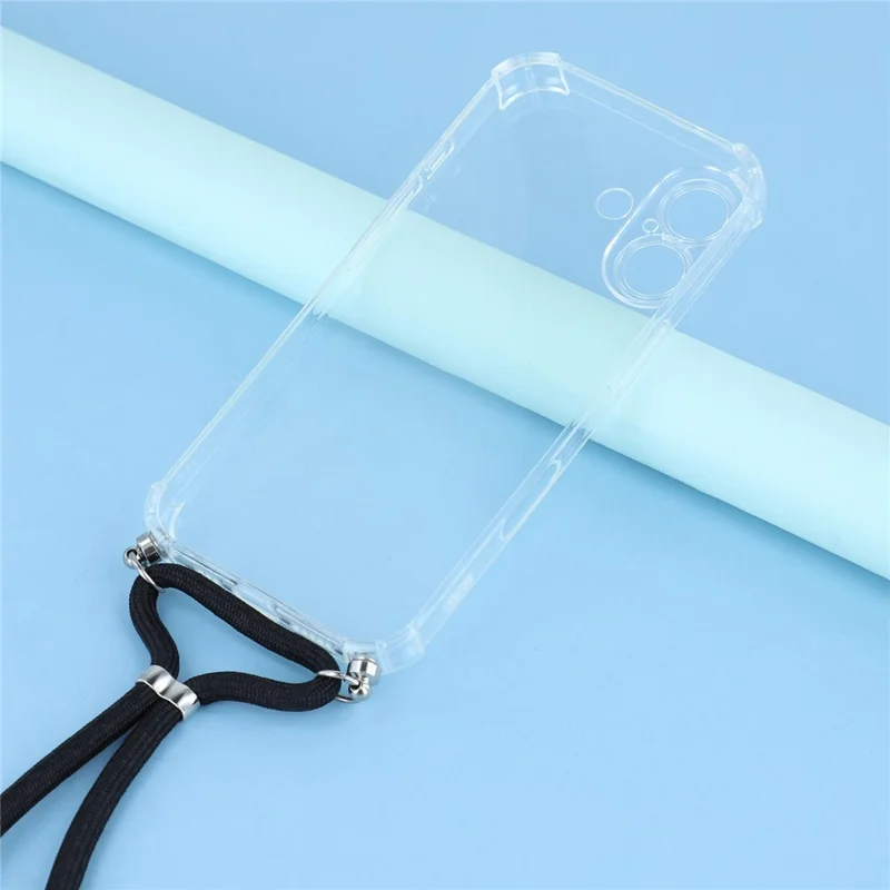 Étui iPhone 17 Coin renforcé Couverture de téléphone TPU transparente avec dragonne