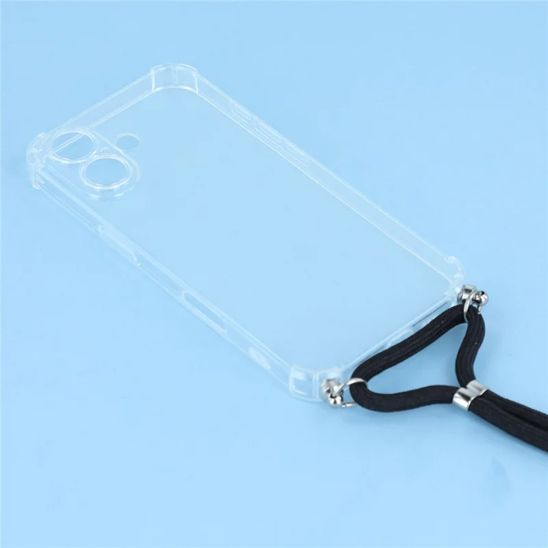Étui iPhone 17 Coin renforcé Couverture de téléphone TPU transparente avec dragonne