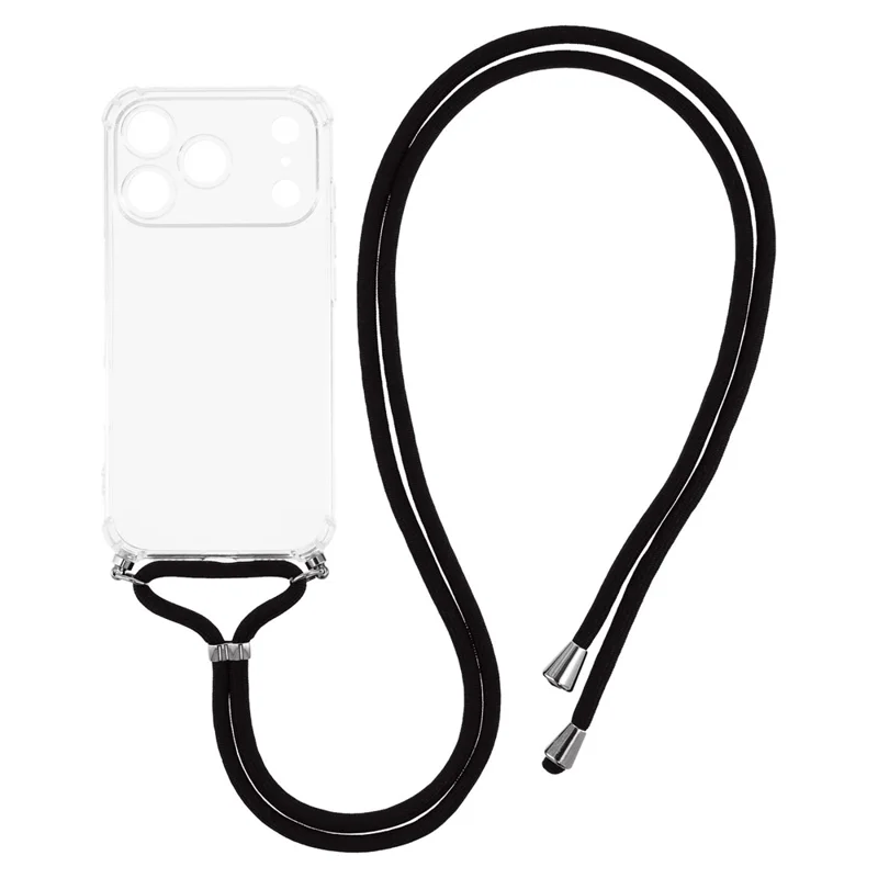 For iPhone 17 Pro Case Reinforced Corner TPU Clear Phone Cover with Lanyard