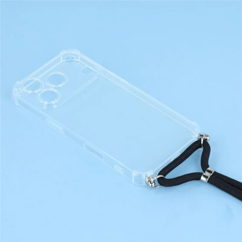 For iPhone 17 Pro Case Reinforced Corner TPU Clear Phone Cover with Lanyard