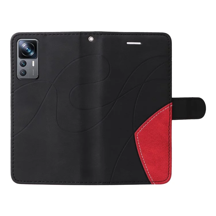 For Xiaomi 12T 5G / Redmi K50 Ultra 5G / 12T Pro 5G Leather Case Wallet Stand Color Splicing Phone Cover - Black