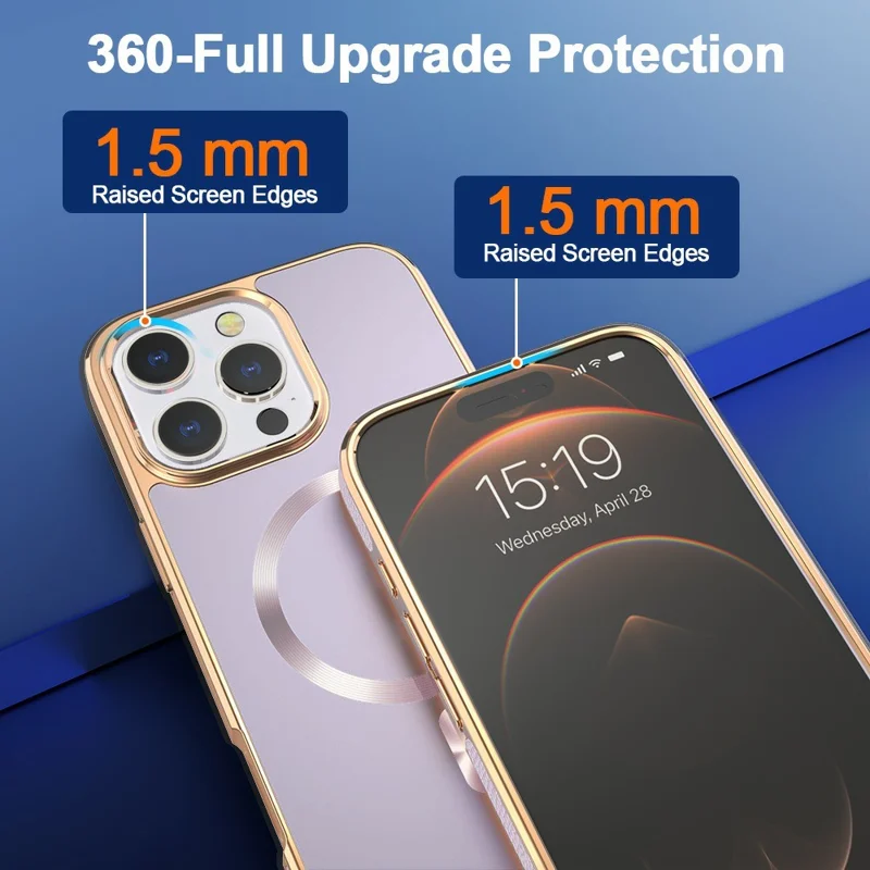 Capa Magnética para iPhone 16 Pro Max com Revestimento Eletrolítico Anti-Queda TPU + PC - Roxa