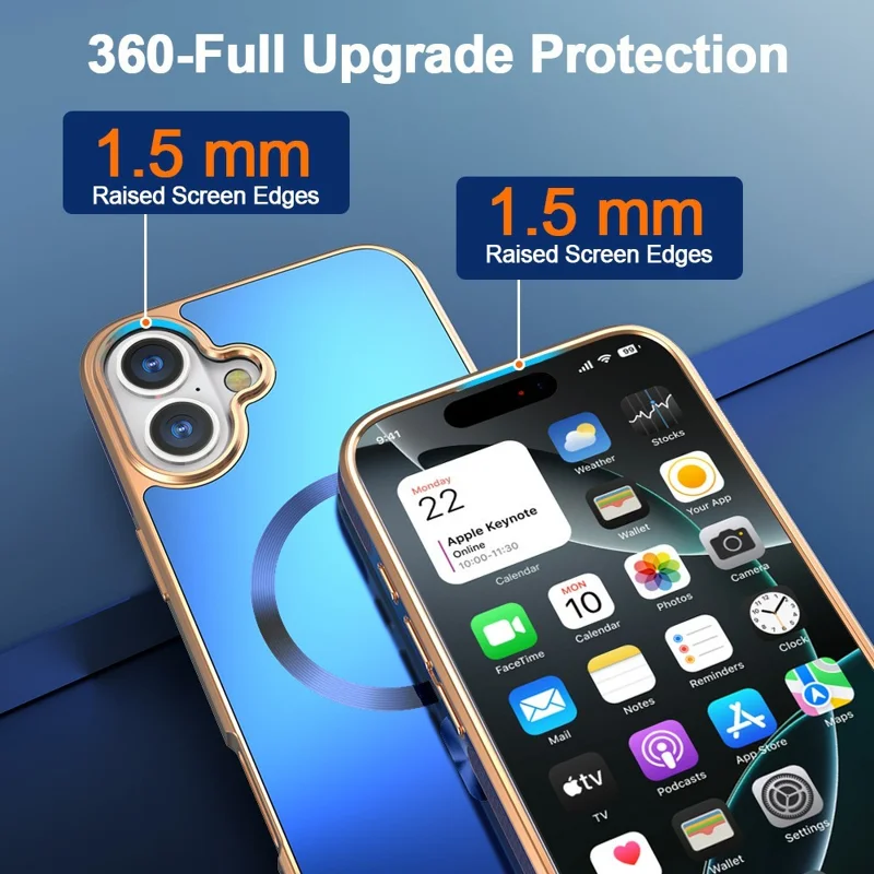Чехол для iPhone 16 Plus с магнитной фиксацией, с электролитическим покрытием, противоударный, из ТПУ + ПК - Темно-синий