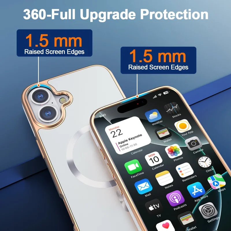 Funda Magnética Blanca Antichoque para iPhone 16 Plus - Electrochapado TPU + PC