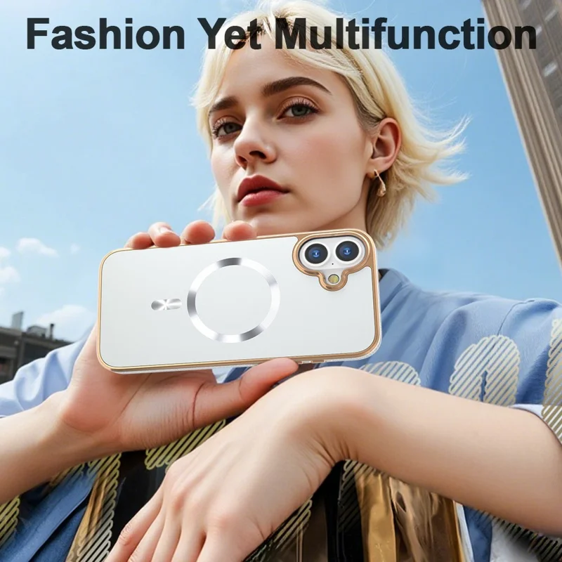 Funda Magnética Blanca Antichoque para iPhone 16 Plus - Electrochapado TPU + PC