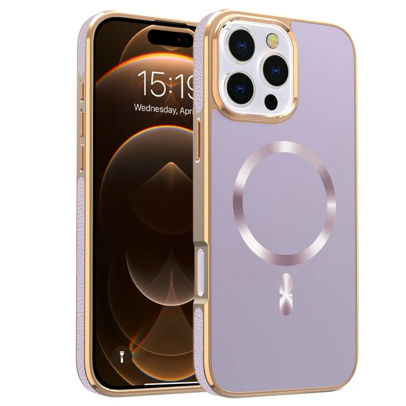 For iPhone 16 Pro Magnetic Case Electroplating Anti-Drop TPU + PC Phone Back Cover - Purple
