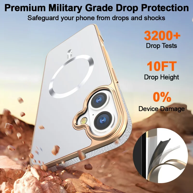 For iPhone 16 Magnetic Case Electroplating Anti-Drop TPU + PC Phone Back Cover - White