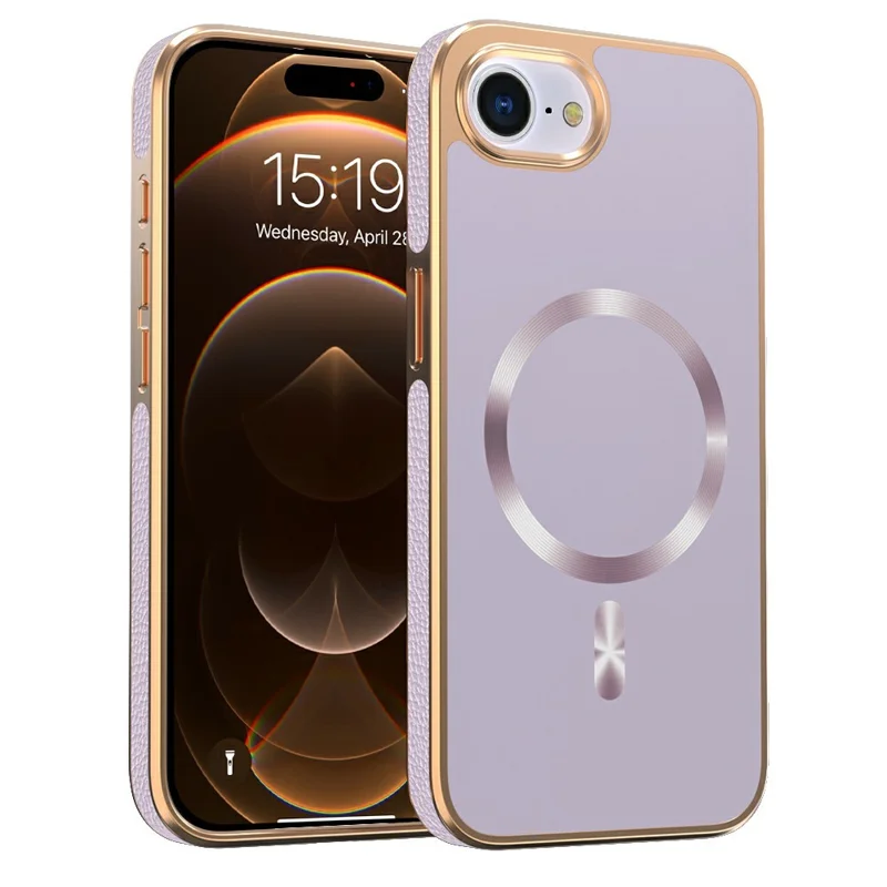 Magnetische Hülle für iPhone 16e mit Elektroplatierung, stoßfester TPU + PC Rückseite - Lila