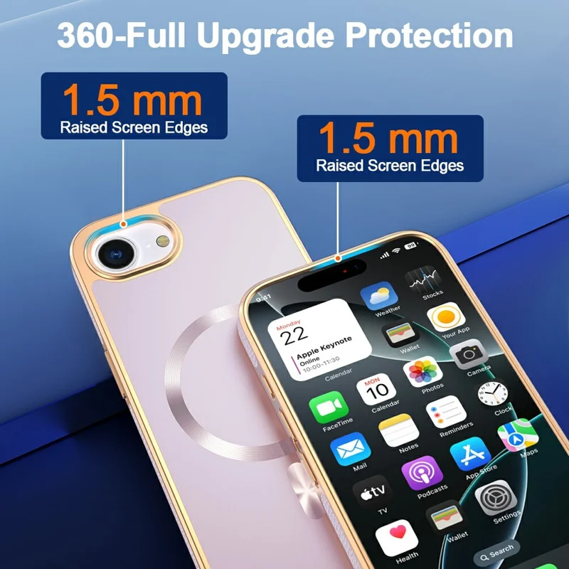 Magnetische Hülle für iPhone 16e mit Elektroplatierung, stoßfester TPU + PC Rückseite - Lila