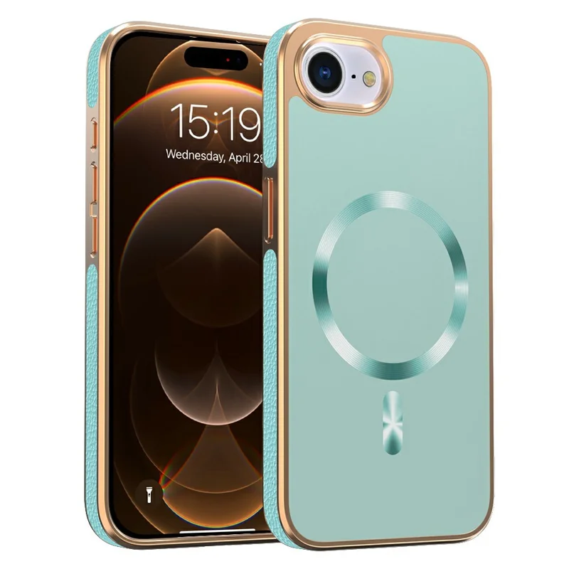 Magnetisk skal till iPhone 16e med elektropläterad yta, drop-skydd, TPU + PC bakplatta - Ljust grön