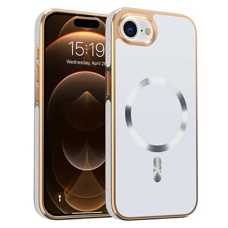 For iPhone 17e / 16e Magnetic Case Electroplating Anti-Drop TPU + PC Phone Back Cover - White