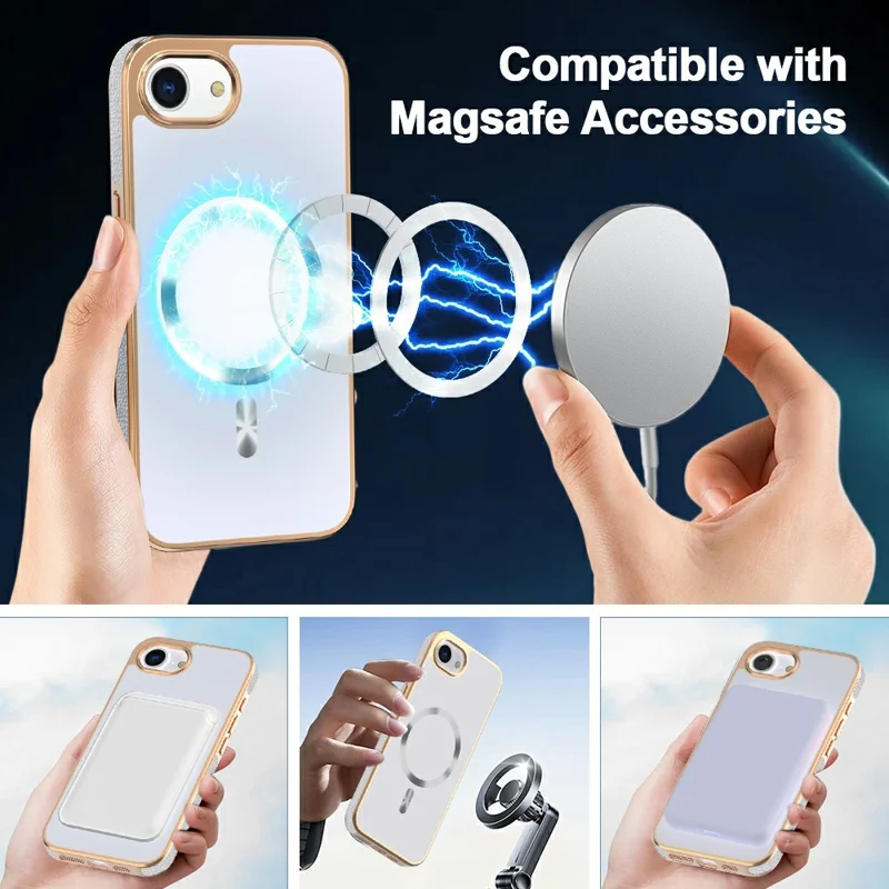 For iPhone 17e / 16e Magnetic Case Electroplating Anti-Drop TPU + PC Phone Back Cover - White
