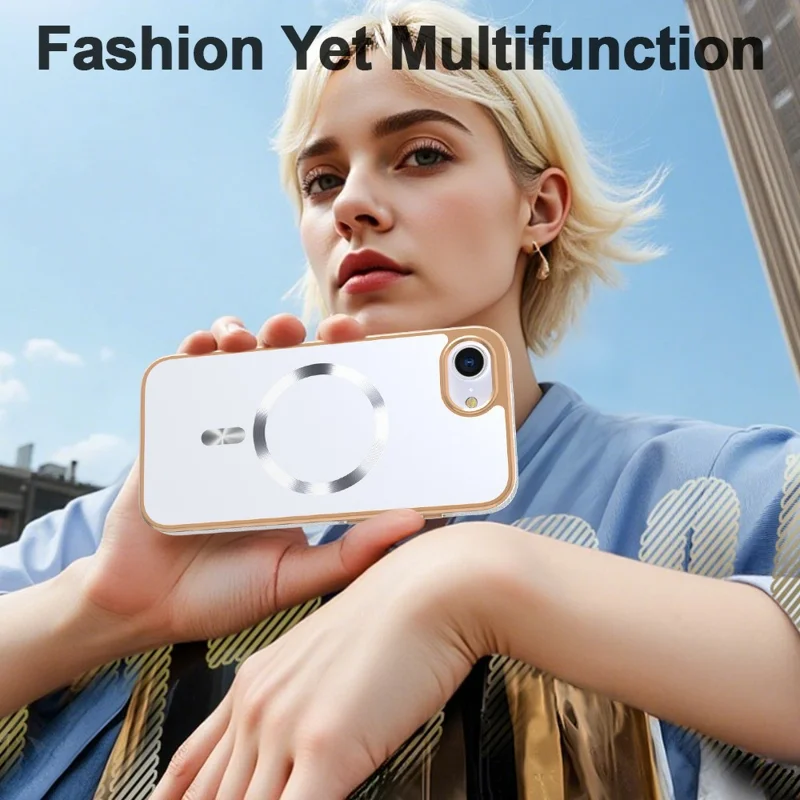 For iPhone 17e / 16e Magnetic Case Electroplating Anti-Drop TPU + PC Phone Back Cover - White